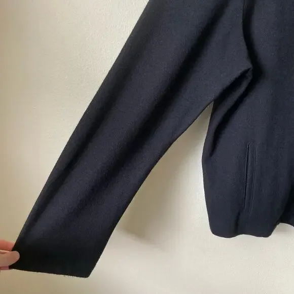 Eileen Fisher 100% Wool Zip Up Jacket Large in Black - Picture 3 of 10